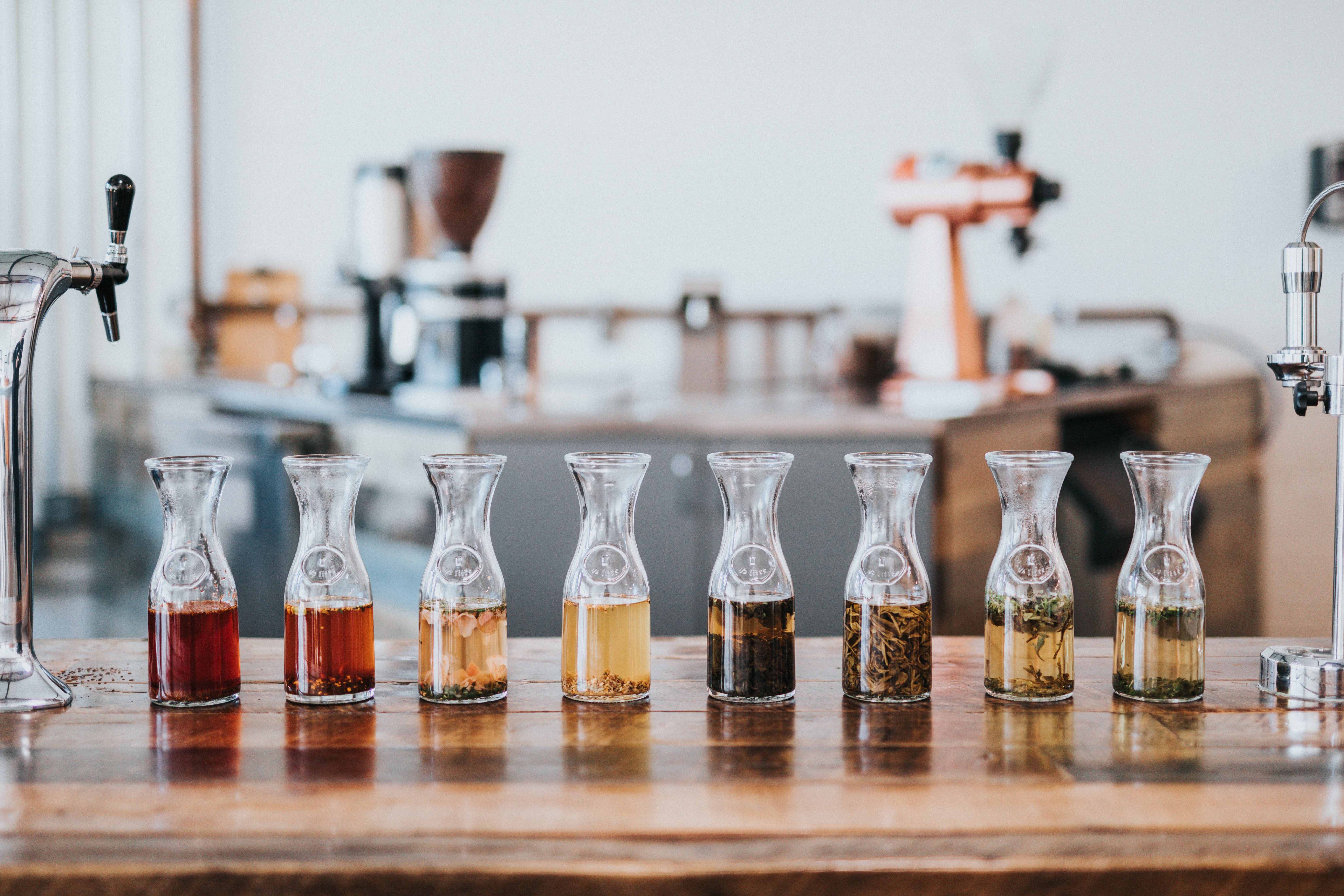 Tea in milk bottles